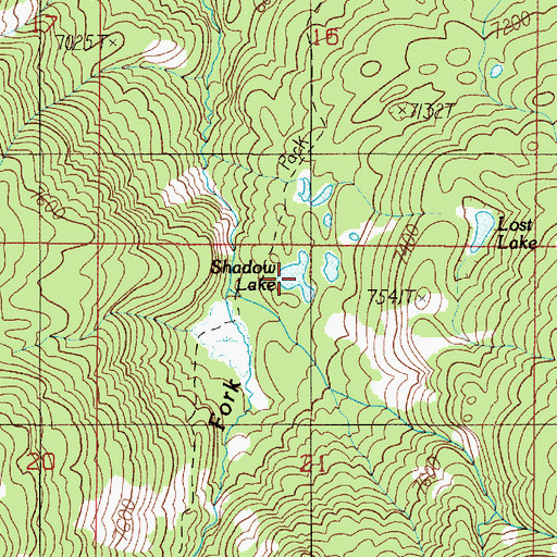 Topographic Map of Shadow Lake, MT