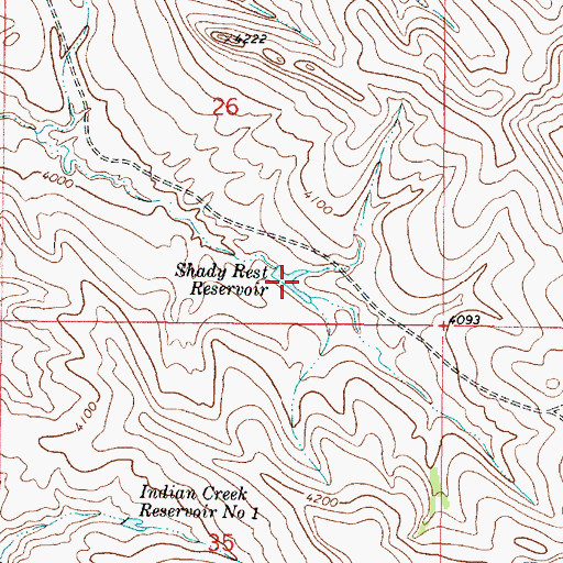 Topographic Map of Shady Rest Reservoir, MT