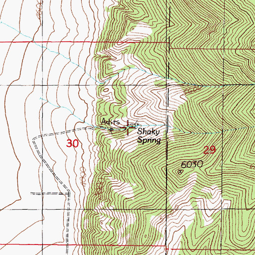 Topographic Map of Shaky Spring, MT