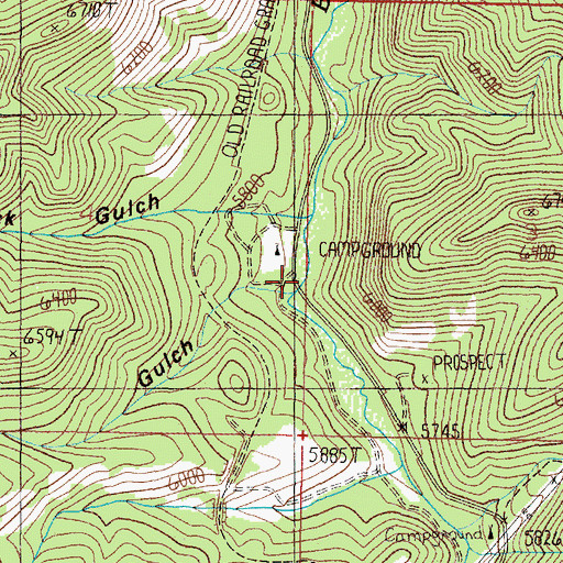 Topographic Map of Shamrock Campground, MT