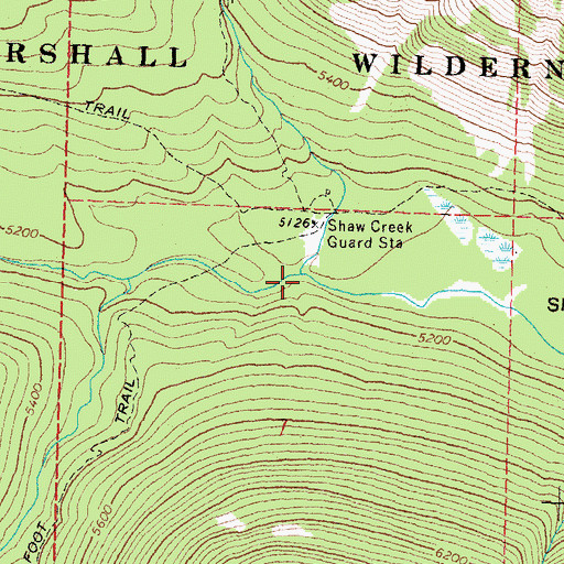 Topographic Map of Shaw Creek, MT