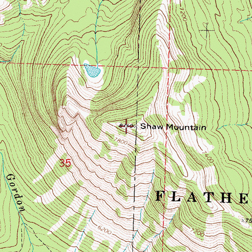 Topographic Map of Shaw Mountain, MT