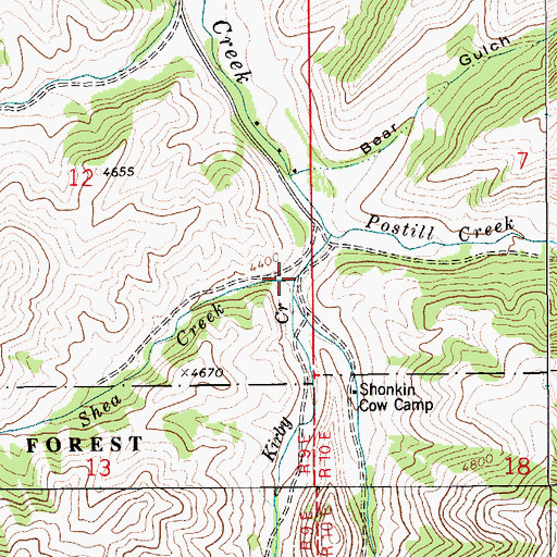 Topographic Map of Shea Creek, MT