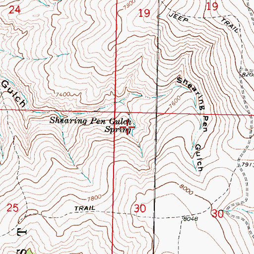 Topographic Map of Shearing Pen Gulch Spring, MT
