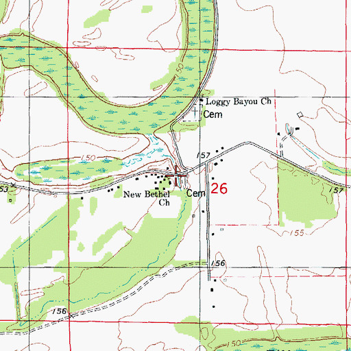 Topographic Map of Loggy Bayou School (historical), AR