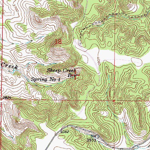 Topographic Map of Sheep Creek Reservoir, MT