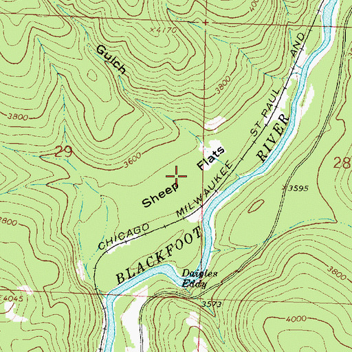 Topographic Map of Sheep Flats, MT