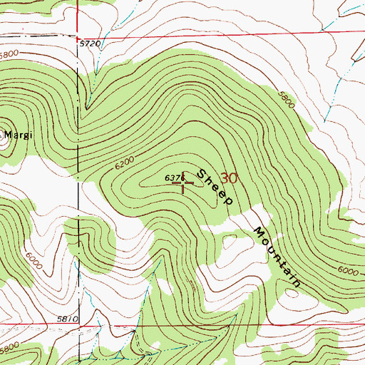 Topographic Map of Sheep Mountain, MT