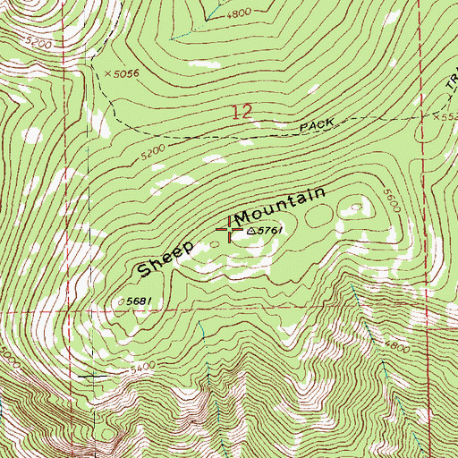 Topographic Map of Sheep Mountain, MT