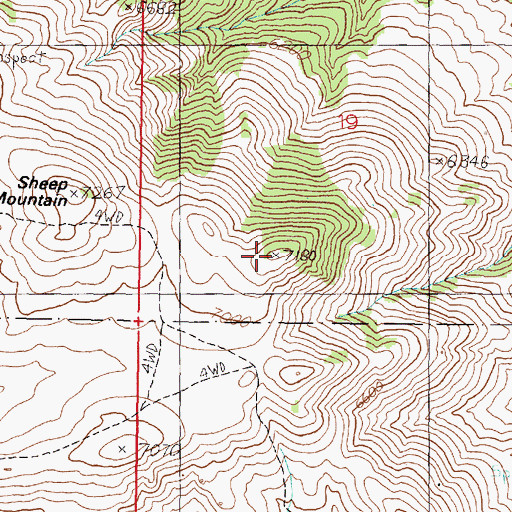 Topographic Map of Big Sheep Mountain, MT