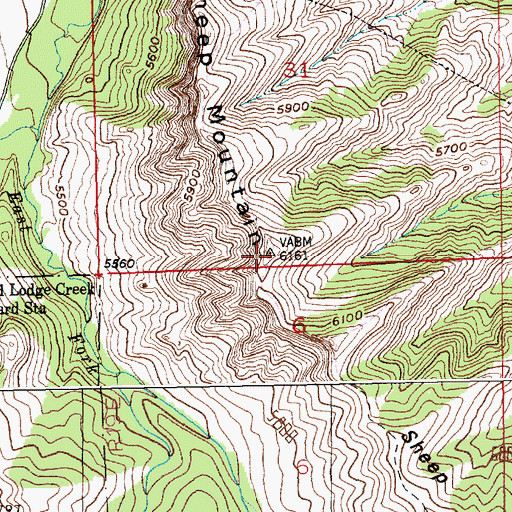 Topographic Map of Sheep Mountain, MT