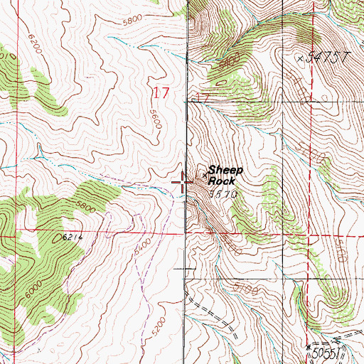 Topographic Map of Sheep Rock, MT