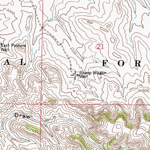Topographic Map of Sheep Wagon Well, MT