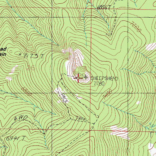 Topographic Map of Sheepshead Mountain, MT