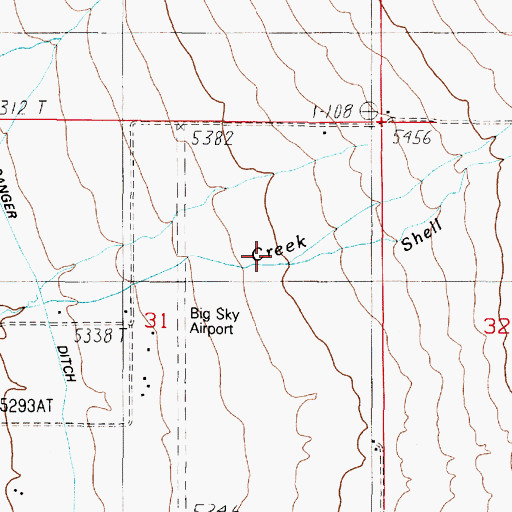 Topographic Map of Shell Creek, MT