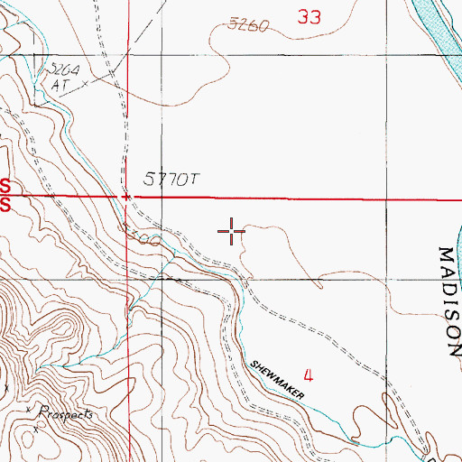 Topographic Map of Shewmaker Ditch, MT