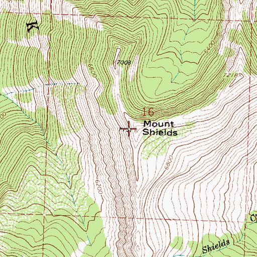 Topographic Map of Mount Shields, MT