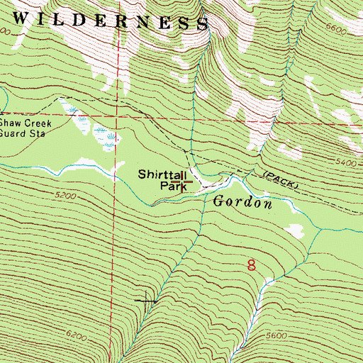 Topographic Map of Shirttail Park, MT