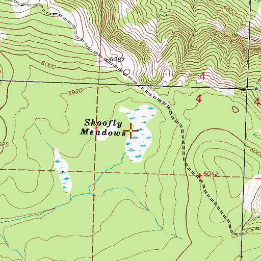 Topographic Map of Shoofly Meadows, MT