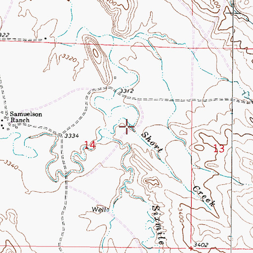 Topographic Map of Short Creek, MT