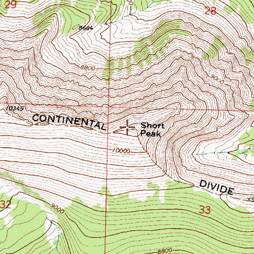 Topographic Map of Short Peak, MT
