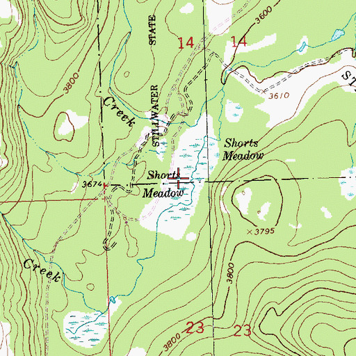 Topographic Map of Shorts Meadow, MT