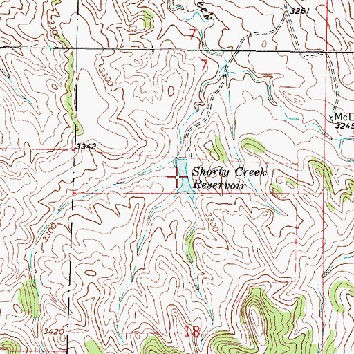 Topographic Map of Shorty Creek Reservoir, MT