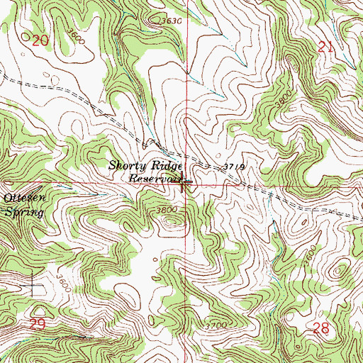 Topographic Map of Shorty Ridge Reservoir, MT