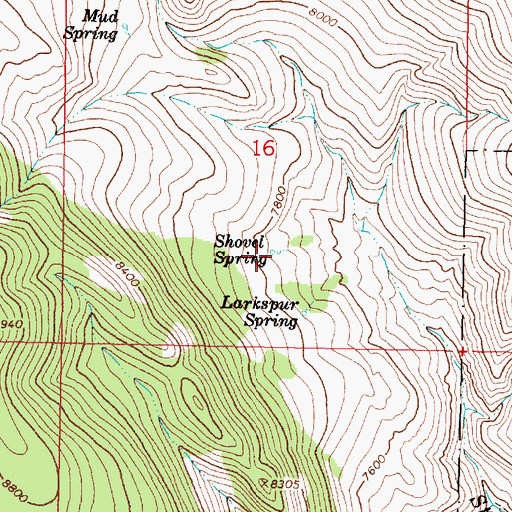 Topographic Map of Shovel Spring, MT