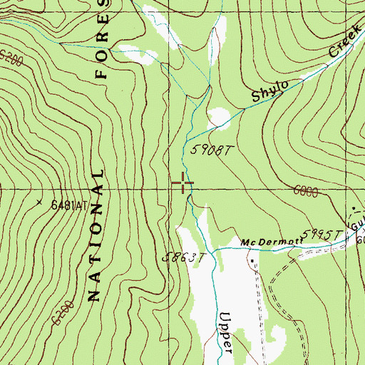 Topographic Map of Shylo Creek, MT