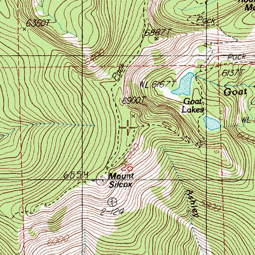 Topographic Map of Mount Silcox, MT
