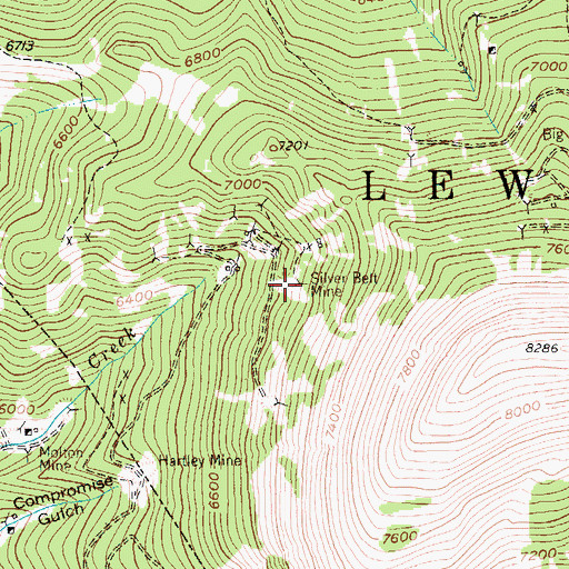 Topographic Map of Silver Belt Mine, MT