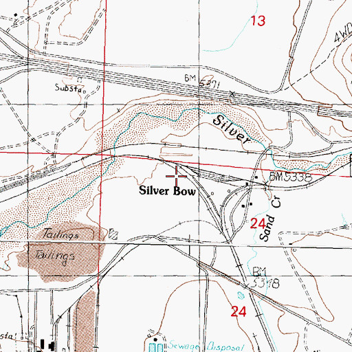 Topographic Map of Silver Bow, MT