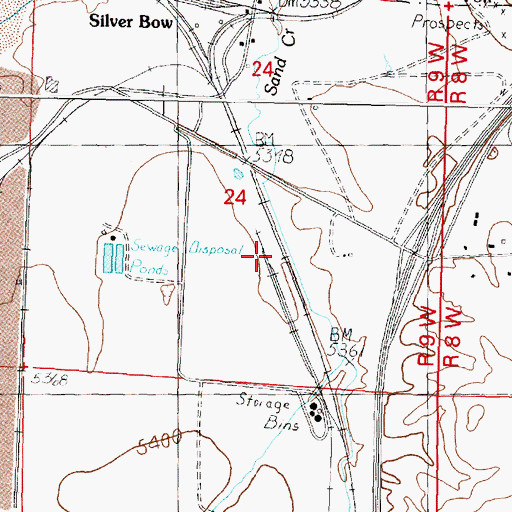 Topographic Map of Silver Bow Siding, MT