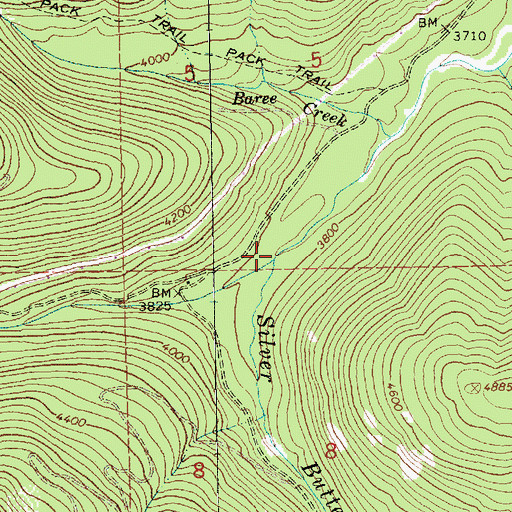 Topographic Map of Silver Butte Creek, MT