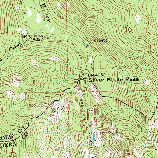 Topographic Map of Silver Butte Pass, MT
