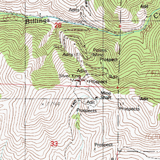 Topographic Map of Silver King Mine, MT