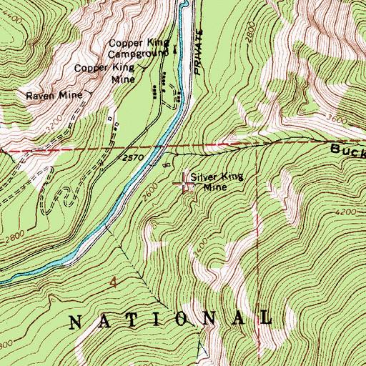 Topographic Map of Silver King Mine, MT