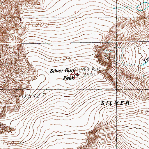 Topographic Map of Silver Run Peak, MT