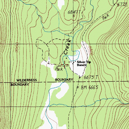 Topographic Map of Silver Tip Ranch, MT