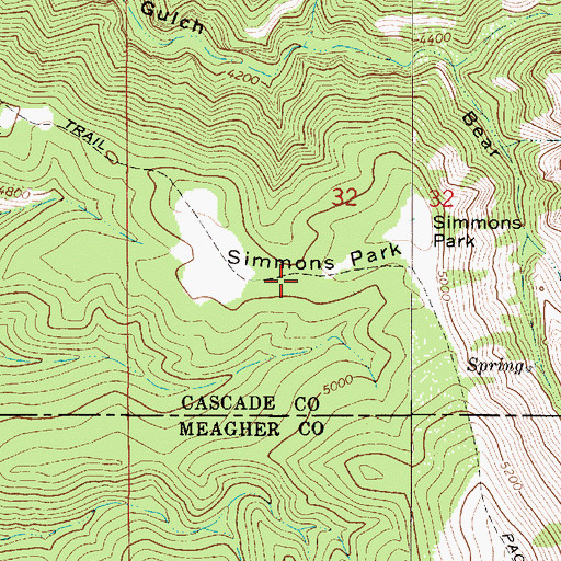 Topographic Map of Simmons Park, MT