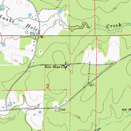 Topographic Map of New Hope Cemetery, AR
