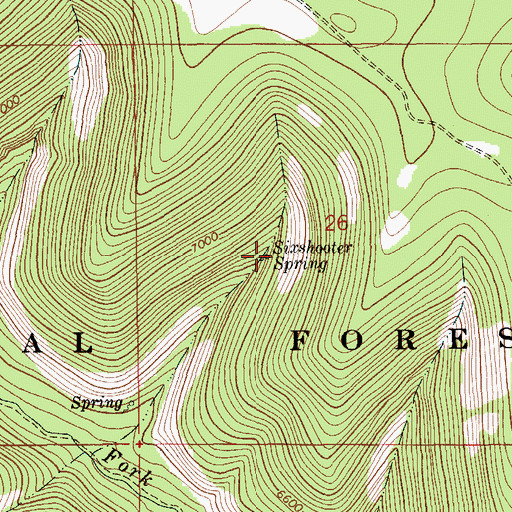 Topographic Map of Sixshooter Spring, MT