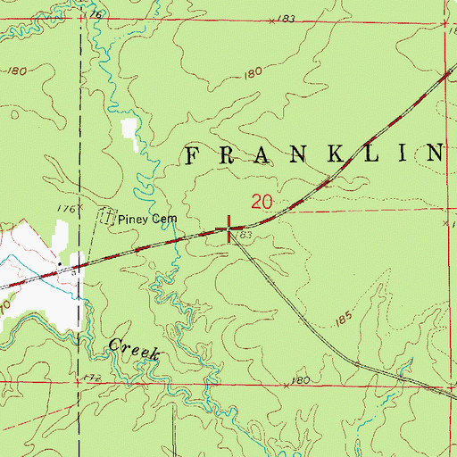 Topographic Map of Old Piney (historical), AR