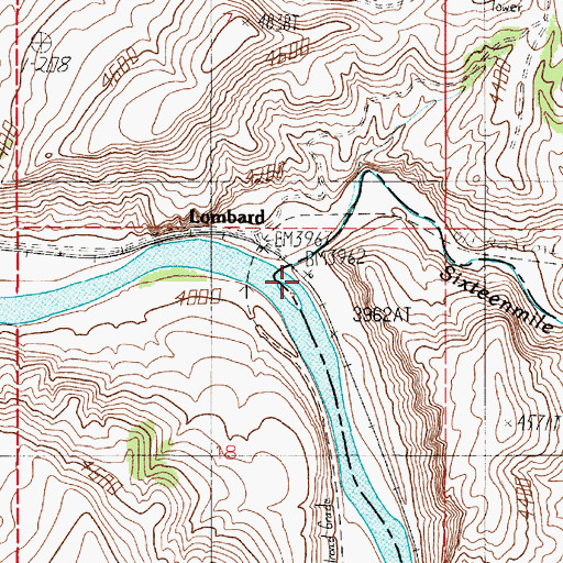 Topographic Map of Sixteenmile Creek, MT