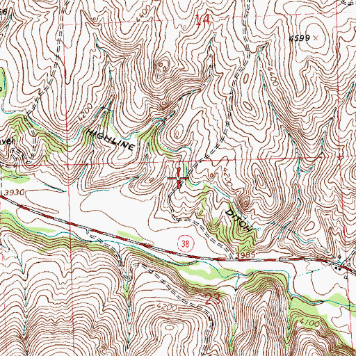 Topographic Map of Skalkaho Highline Ditch, MT