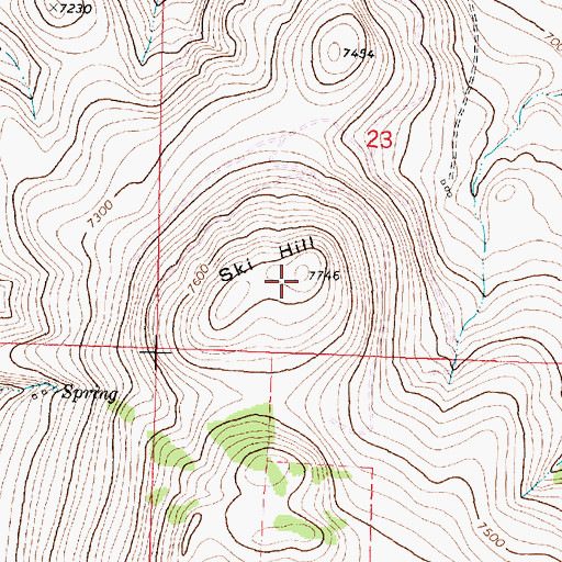 Topographic Map of Ski Hill, MT