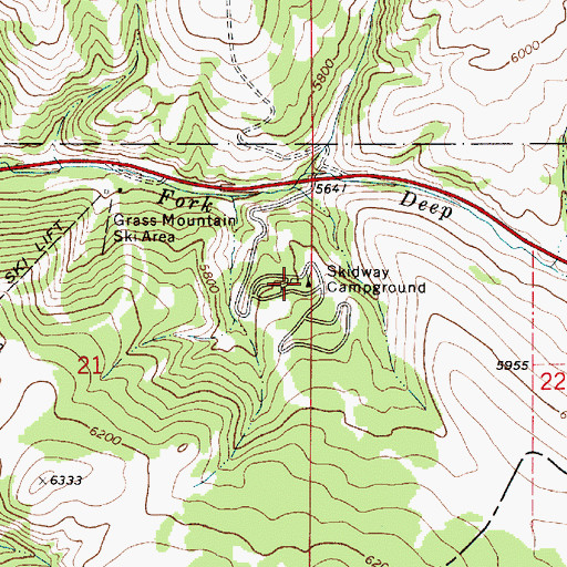 Topographic Map of Skidway Campground, MT