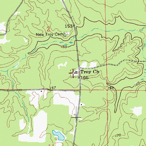 Topographic Map of Old Troy Cemetery, AR