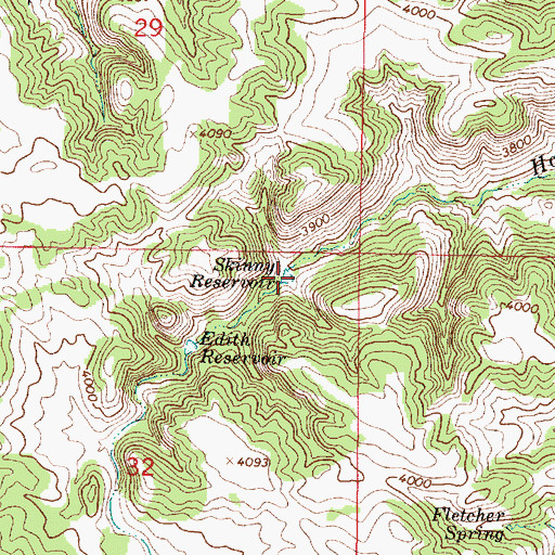 Topographic Map of Skinny Reservoir, MT